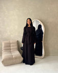 Bahi Black Belted Plain Modest Skirt Co Ord Set
