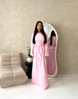 Bahi Pink Belted Plain Modest Skirt Co Ord Set