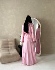 Bahi Pink Belted Plain Modest Skirt Co Ord Set