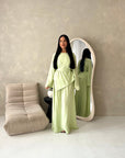 Bahi Mint Belted Plain Modest Skirt Co Ord Set