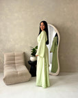Bahi Mint Belted Plain Modest Skirt Co Ord Set
