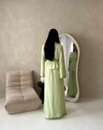 Bahi Mint Belted Plain Modest Skirt Co Ord Set