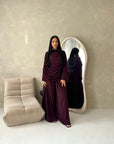 Maliha Plum Plain Drape Cape Top Trouser Co Ord Set