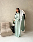 Maliha Mint Plain Drape Cape Top Trouser Co Ord Set