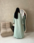 Maliha Mint Plain Drape Cape Top Trouser Co Ord Set