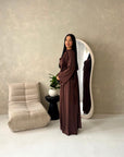 Maliha Brown Plain Drape Cape Top Trouser Co Ord Set