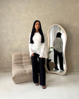 Ayra White Floral Embroidery Asymmetrical Top