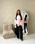 Numa Pink Summer Embroidery Asymmetrical Top