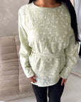 Numa Mint Summer Embroidery Asymmetrical Top