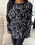 Numa Black Summer Embroidery Asymmetrical Top