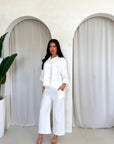 Abi White Shirt & Trouser Linen Summer Set