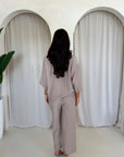 Abi Mocha Shirt & Trouser Linen Summer Set
