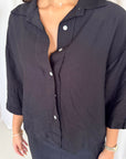 Abi Black Shirt & Trouser Linen Summer Set