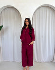 Abi Wine Shirt & Trouser Linen Summer Set