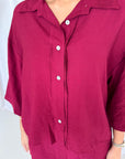 Abi Wine Shirt & Trouser Linen Summer Set