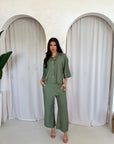Abi Khaki Shirt & Trouser Linen Summer Set