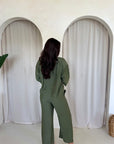 Abi Khaki Shirt & Trouser Linen Summer Set