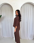 Abi Brown Shirt & Trouser Linen Summer Set