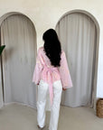 Diya Pink Floral Embroidery Tie Back Top