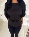 Rayna Black Summer Lace Detail Short Sleeve Tie Back Top