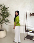 Rayna Lime Green Summer Lace Detail Short Sleeve Tie Back Top