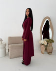 Ida Wine Button Detail Trouser Co Ord Set