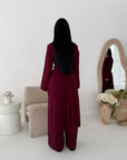 Ida Wine Button Detail Trouser Co Ord Set