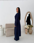 Ida Navy Button Detail Trouser Co Ord Set