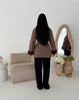 Maha Mocha Short Belted Fur Sleeve Coat