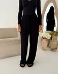 Maha Black Quality Thick Rib Lounge Pants
