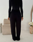 Maha Black Quality Thick Rib Lounge Pants