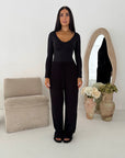 Maha Black Quality Thick Rib Lounge Pants