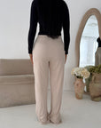 Maha Beige Quality Thick Rib Lounge Pants