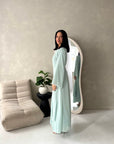 Mysa Mint Mesh Lined Frill Detail Modest Dress