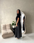Naya Black Elasticated Modest Leather Skirt