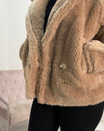 Veda Camel Short Long Sleeve Fur Jacket