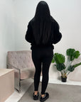 Veda Black Short Long Sleeve Fur Jacket