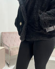 Veda Black Short Long Sleeve Fur Jacket