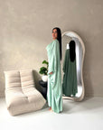 Vanity Mint Choker Cowl Neck Tie Back Kaftan Dress