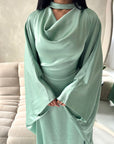 Vanity Mint Choker Cowl Neck Tie Back Kaftan Dress