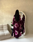 Falon Plum Linen Modest Summer Floral Dress