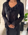 Leila Black Frill Detail Tie Back Mesh Dress