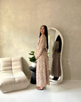 Sahra Mocha Floral Lined Modest Summer Dress