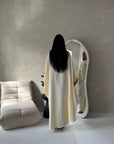 Sahra Cream Satin Shoulder Gather Kaftan Dress