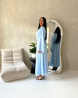 Sahra Blue Floral Lined Modest Summer Dress