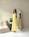 Sahra Yellow Floral Lined Modest Summer Dress