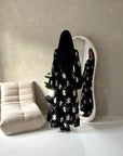 Marwa Black Floral Embroidery Linen Summer Dress