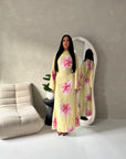 Falon Yellow Linen Modest Summer Floral Dress
