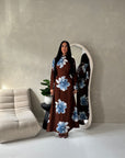 Falon Chocolate Linen Modest Summer Floral Dress