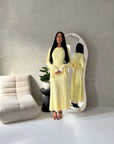 Hana Yellow Floral Lace Detail Modest Dress